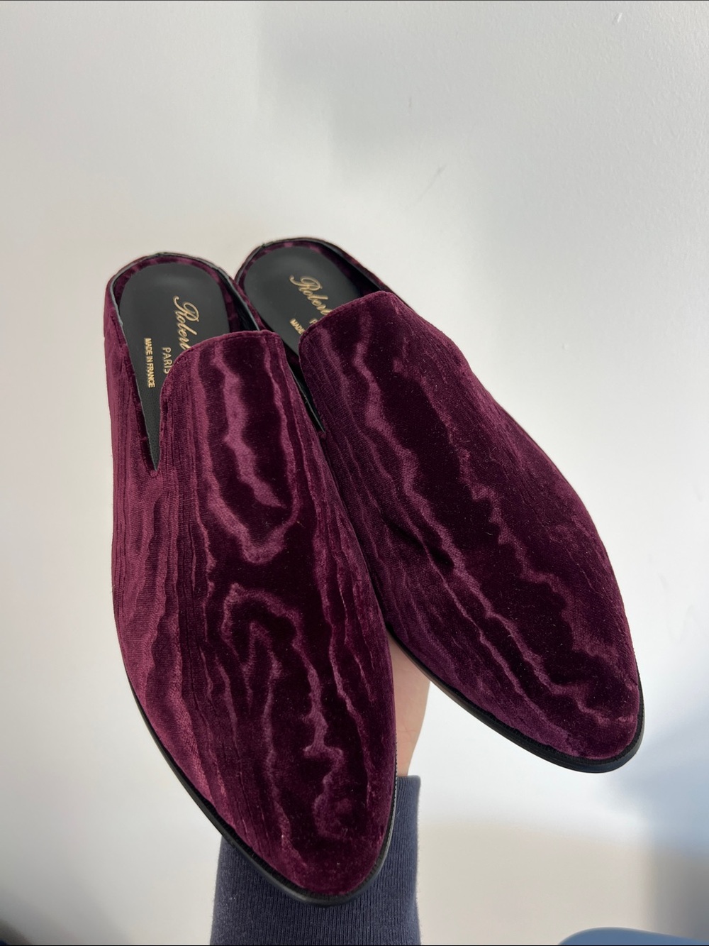 Robert Clergerie Paris made in France Alice slip on mules loafers violet purple